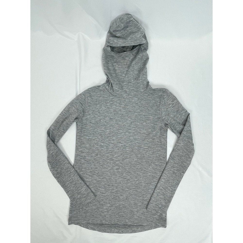 Ushood Youth XL Gray Long Sleeve Hood Mask Shirt Pullover Sun Protection Wicking